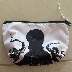 White and Black Octopus Print Pouch